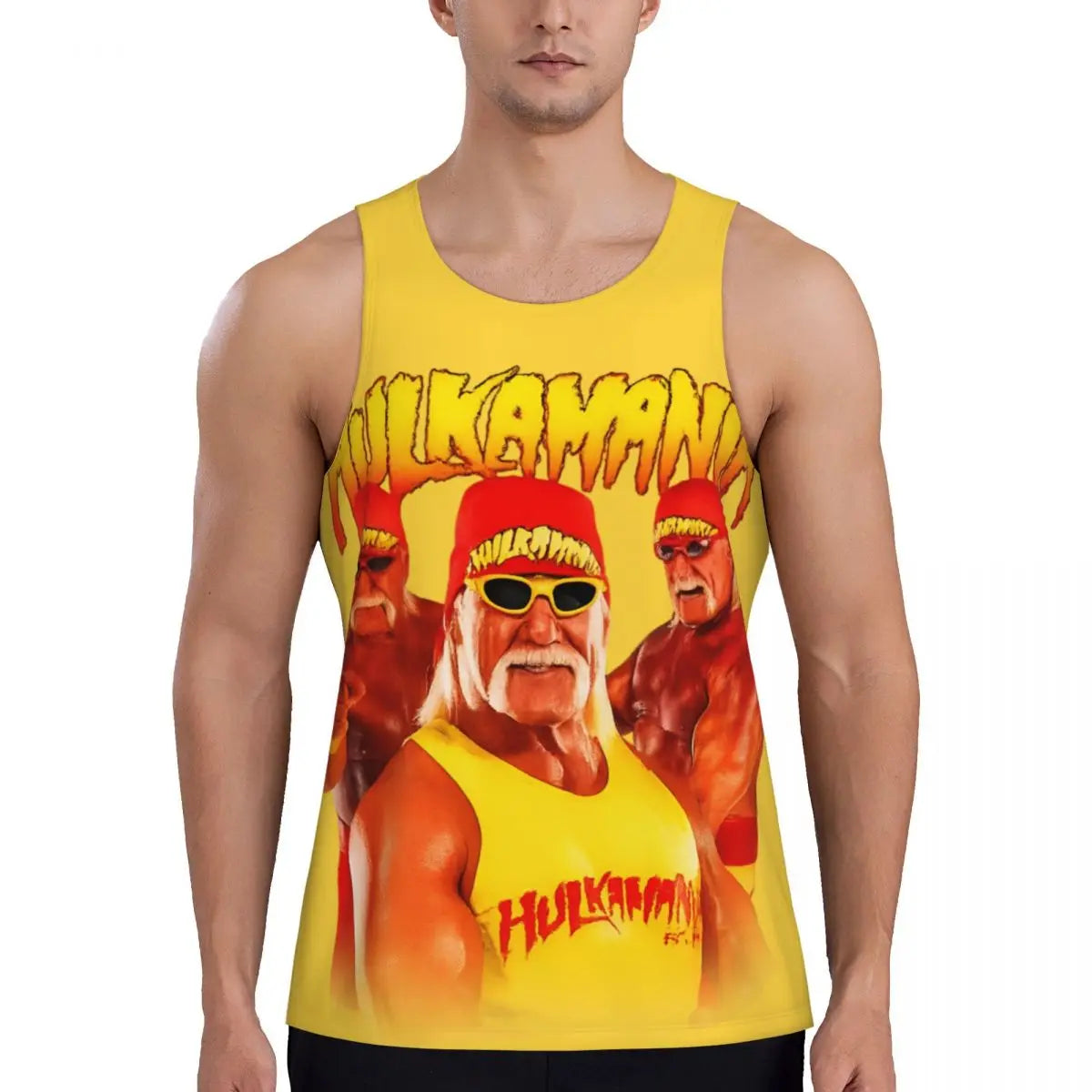 Print Hulkamania Hulk Hogan Face Workout Tank Top Sleeveless Shirt Bodybuilding Fitness Gym Summer Vest