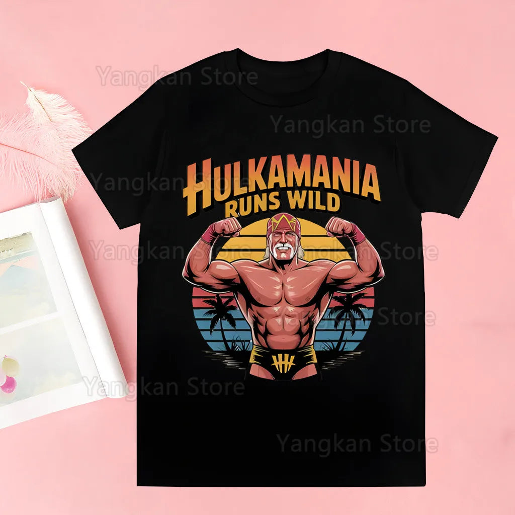 Hulk Hogan HULKAMANIA T Shirt Casual Funny Tshirts Kawaii Tees Top Hipster Harajuku Short Sleeves Shirts Clothes