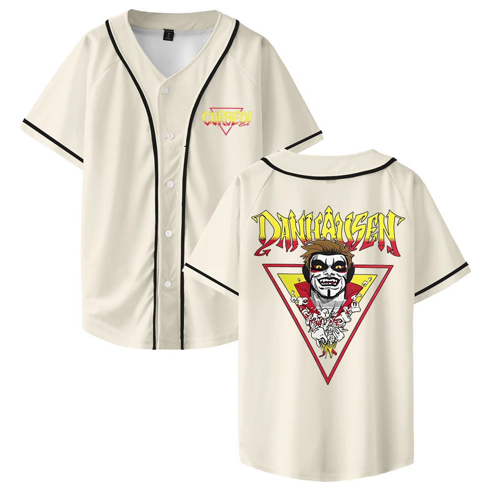 Danhausen Cursed Jersey Baseball Jacket Shirts V-Neck Short Sleeve Button-up Tee Women Men Streetwear Tops