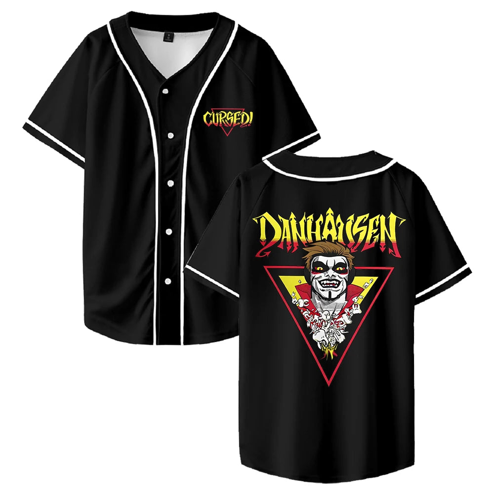 Danhausen Cursed Jersey Baseball Jacket Shirts V-Neck Short Sleeve Button-up Tee Women Men Streetwear Tops