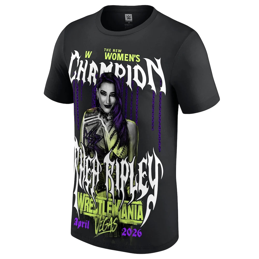 Men's Black Rhea Ripley WrestleMania 42 Winner T-Shirt 3D Printed Quick Drying Short Sleeve Outdoor Sports Casual T-Shirt 6xl