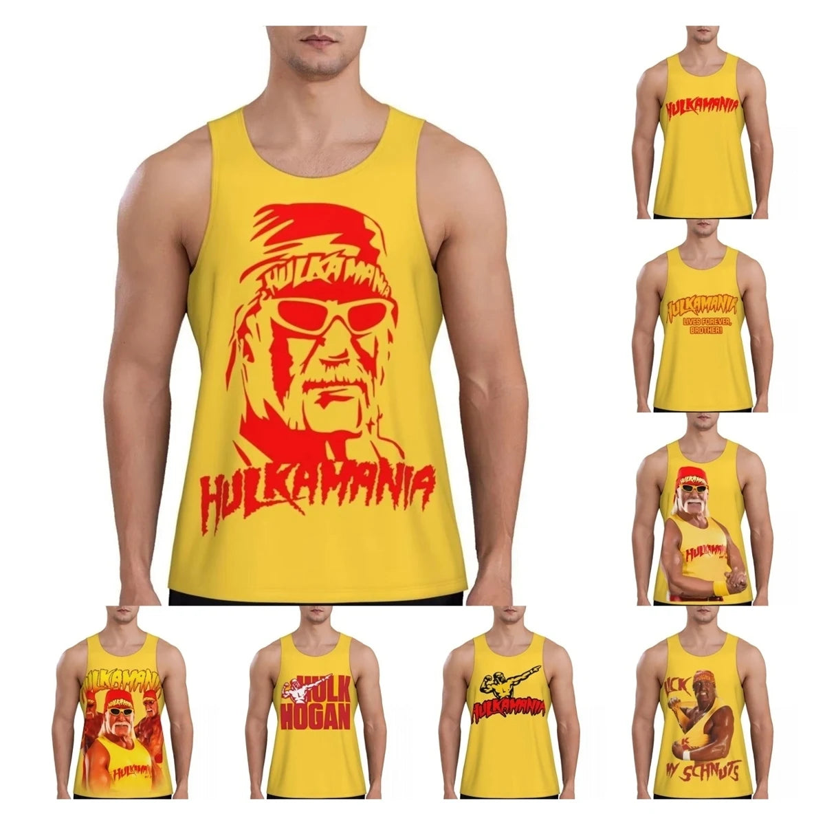 Print Hulkamania Hulk Hogan Face Workout Tank Top Sleeveless Shirt Bodybuilding Fitness Gym Summer Vest