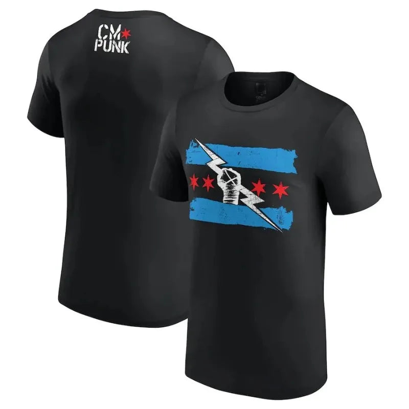 2024 Summer CM Punk T Shirt Wrestling Tshirt Vintage Cotton Boxing Champion Gym Cotton Clothes Training Tee Tops Fashion