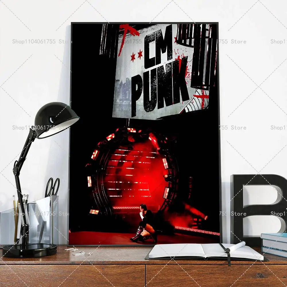 Wrestler CM Punk Poster Self-adhesive Art Waterproof Paper Sticker Coffee House Bar Room Wall Decor
