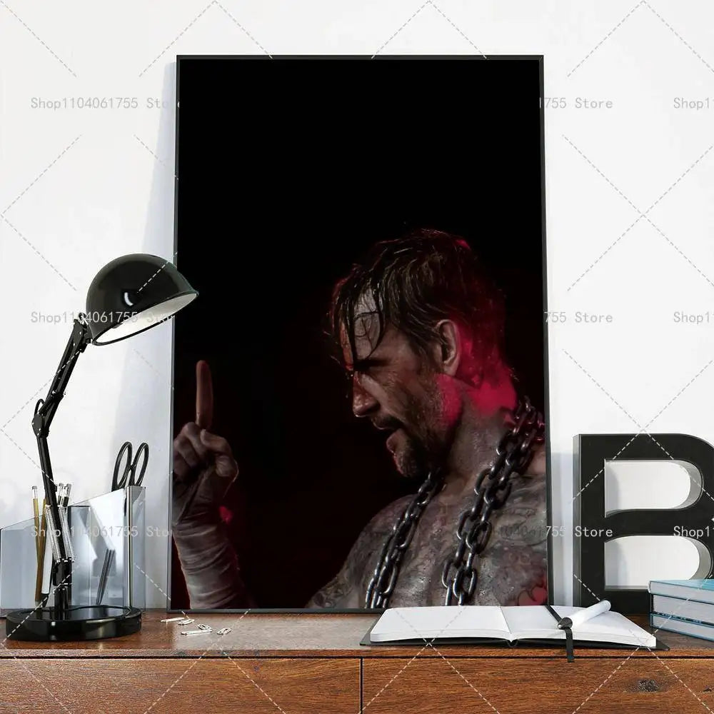 Wrestler CM Punk Poster Self-adhesive Art Waterproof Paper Sticker Coffee House Bar Room Wall Decor