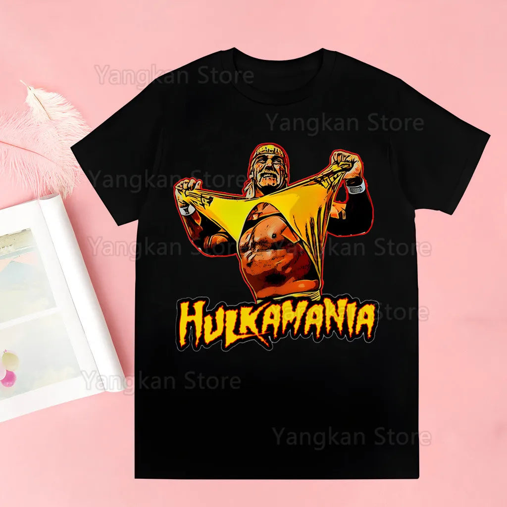 Hulk Hogan HULKAMANIA T Shirt Casual Funny Tshirts Kawaii Tees Top Hipster Harajuku Short Sleeves Shirts Clothes