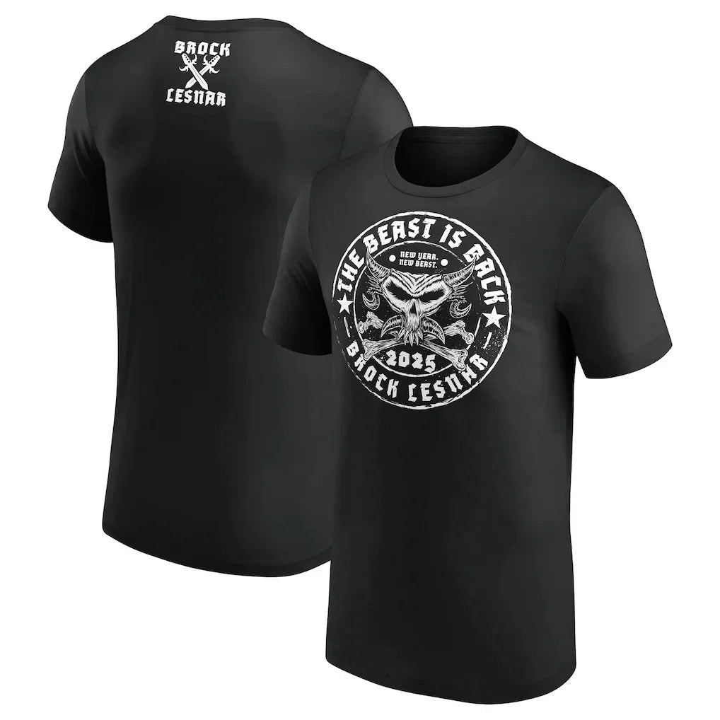 Brock Lesnar HERE COMES THE PAIN Printed T-shirt Men and Women Summer Cotton Y2K Clothing Comfortable Fashion Short Sleeve Tops