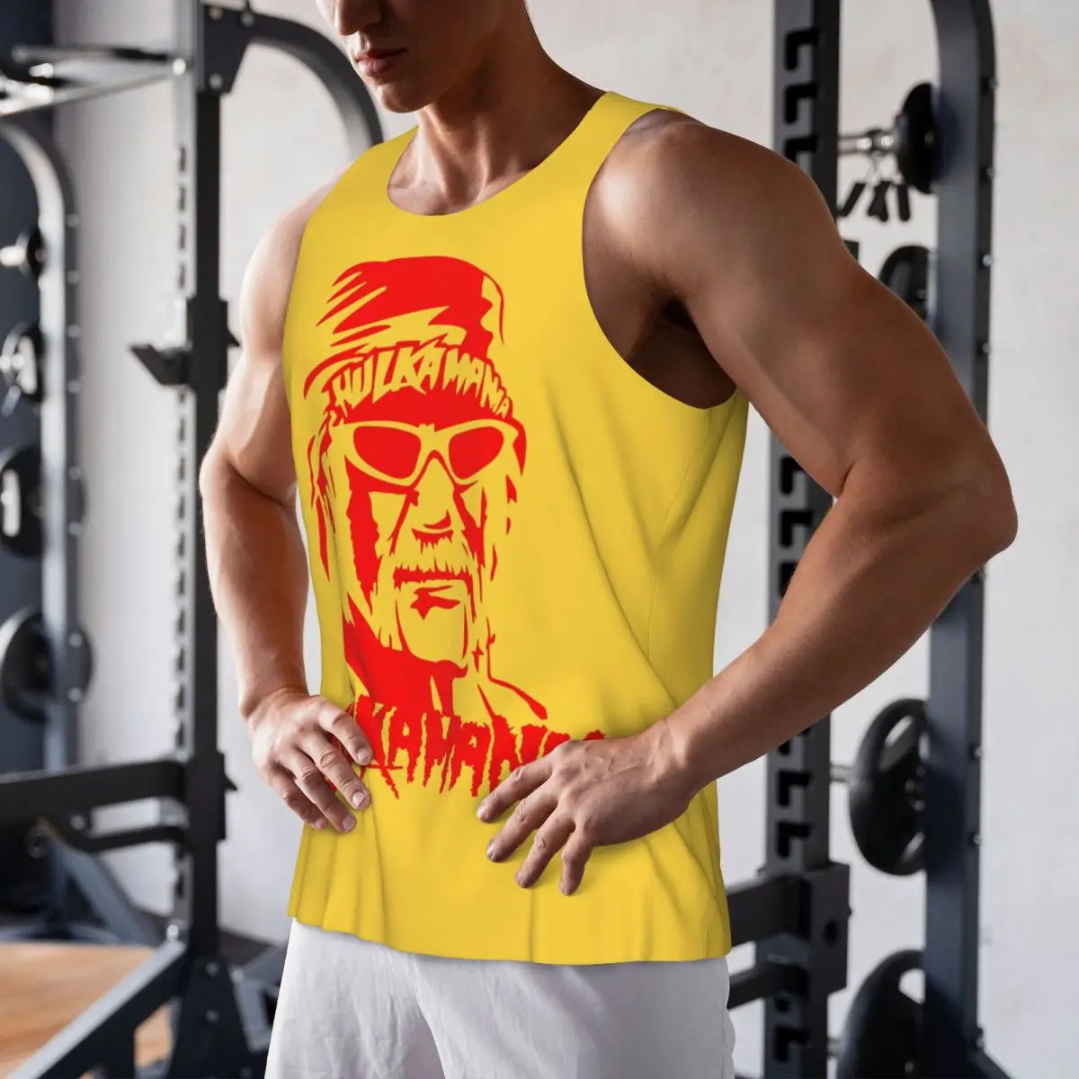 Print Hulkamania Hulk Hogan Face Workout Tank Top Sleeveless Shirt Bodybuilding Fitness Gym Summer Vest