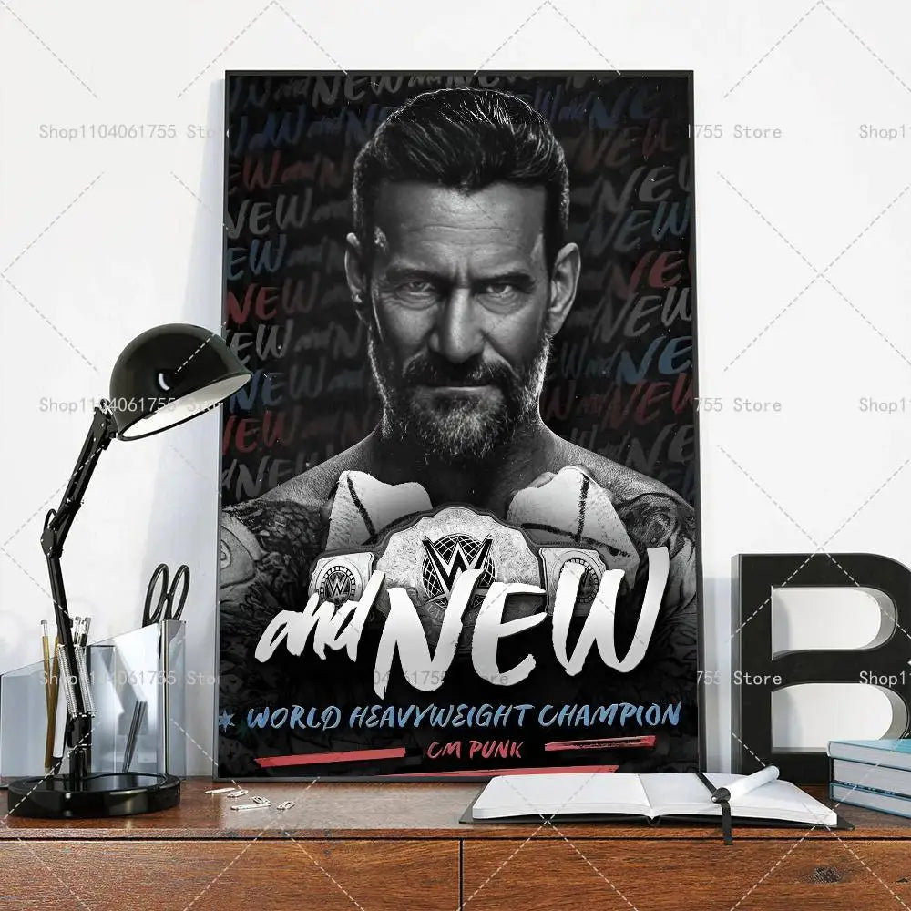 Wrestler CM Punk Poster Self-adhesive Art Waterproof Paper Sticker Coffee House Bar Room Wall Decor
