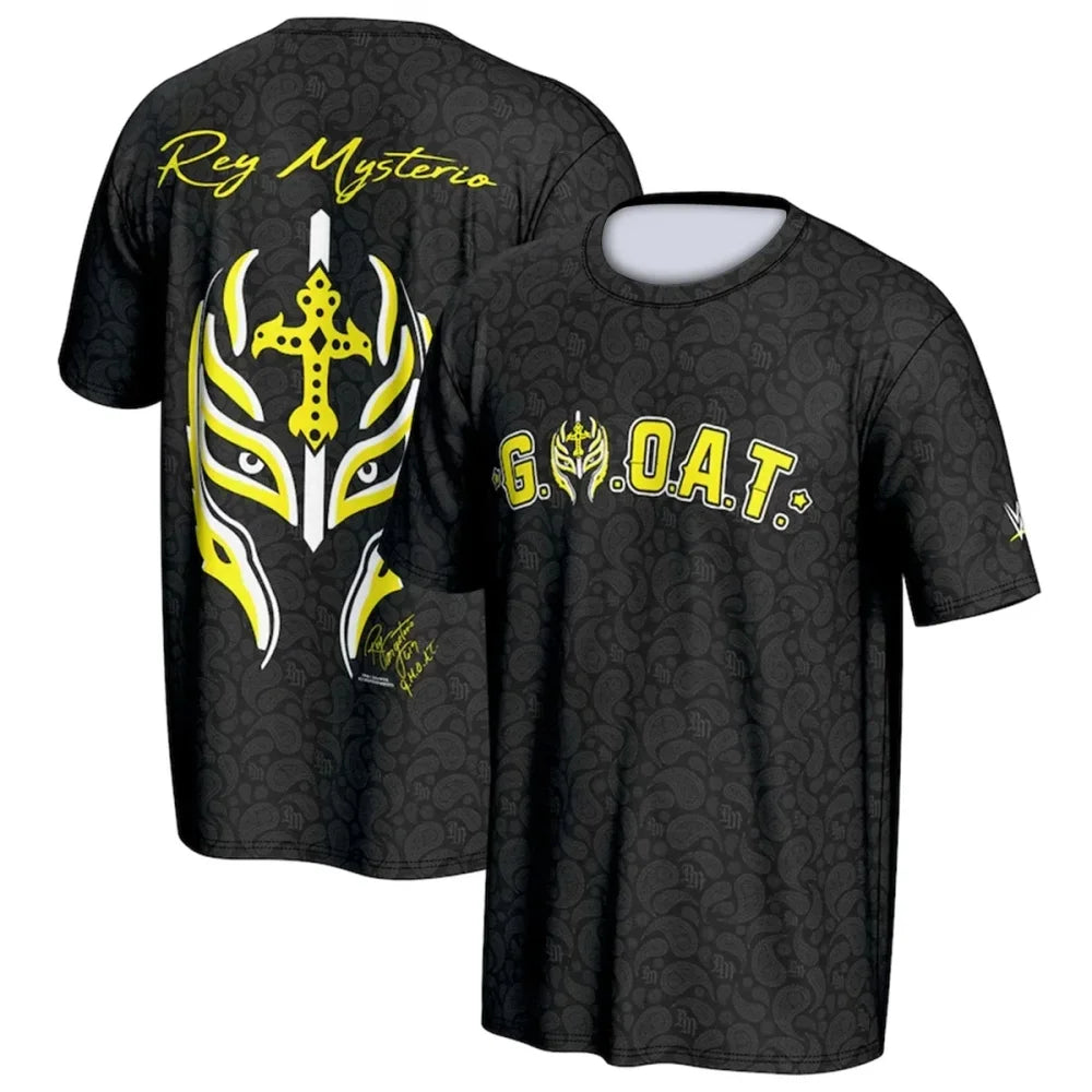 Summer Men's 3D Printing Famous Wrestler Rey Mysterio T-shirt Children's Street Round Neck Sports Large Breathable And Cool Top