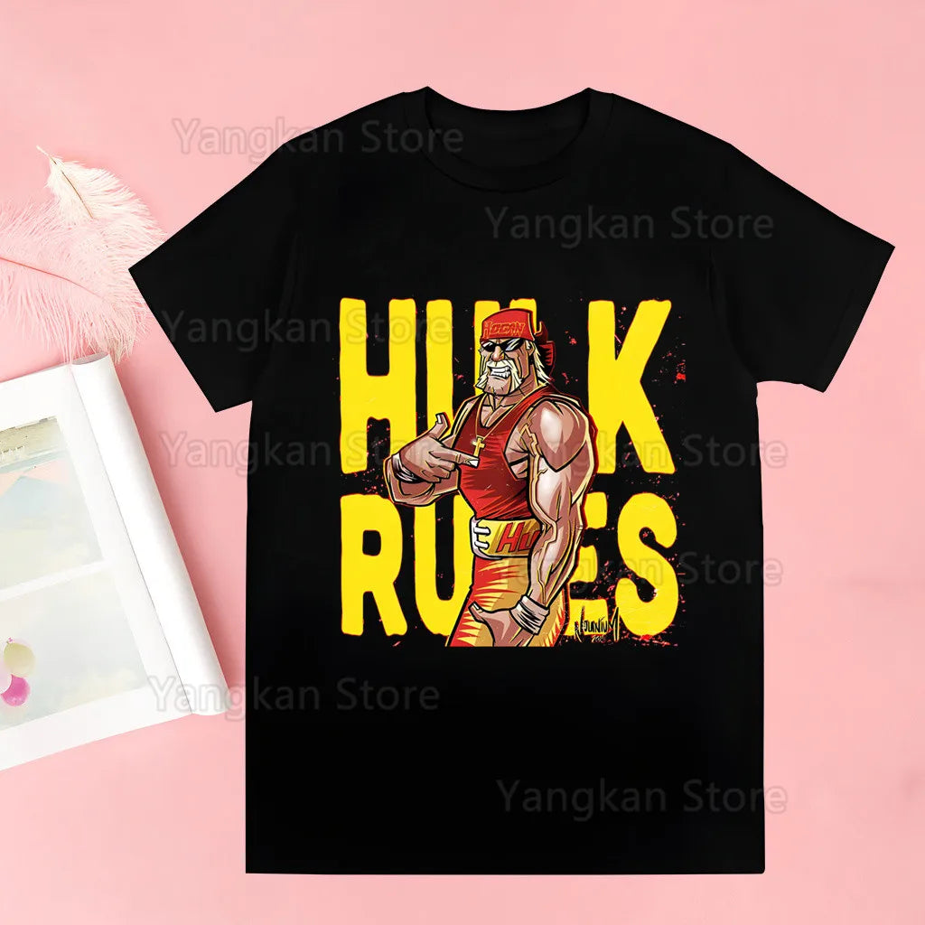 Hulk Hogan HULKAMANIA T Shirt Casual Funny Tshirts Kawaii Tees Top Hipster Harajuku Short Sleeves Shirts Clothes