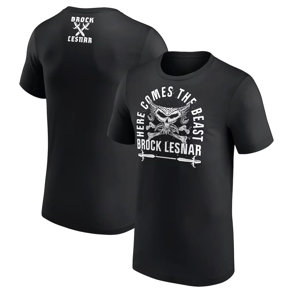 Brock Lesnar HERE COMES THE PAIN Printed T-shirt Men and Women Summer Cotton Y2K Clothing Comfortable Fashion Short Sleeve Tops