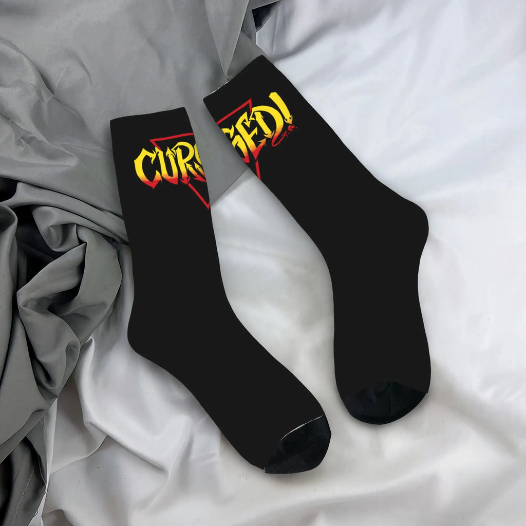 Danhausen Cursed Funny Wrestling Socks Men Women Polyester Casual  Socks Novelty Spring Summer Winter Middle Tube Socks Gifts