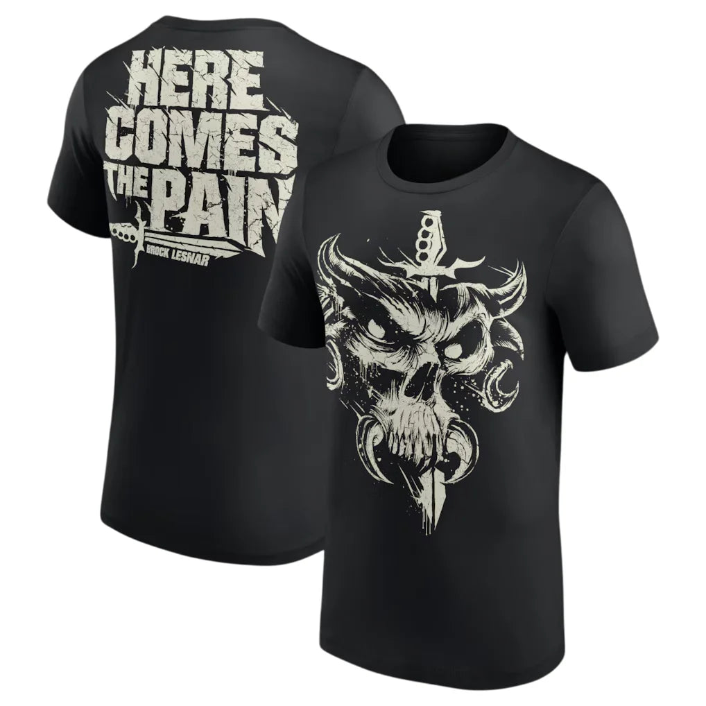 Brock Lesnar HERE COMES THE PAIN Printed T-shirt Men and Women Summer Cotton Y2K Clothing Comfortable Fashion Short Sleeve Tops