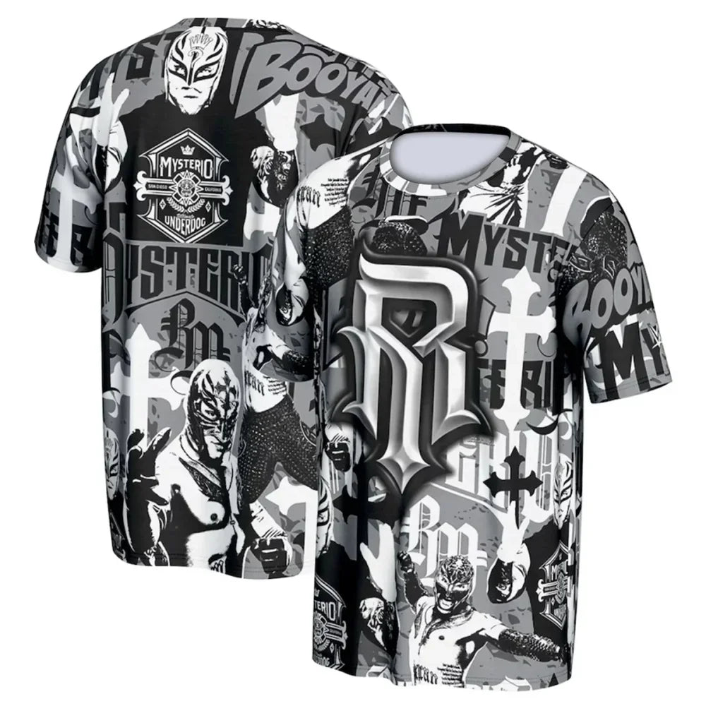 Summer Men's 3D Printing Famous Wrestler Rey Mysterio T-shirt Children's Street Round Neck Sports Large Breathable And Cool Top