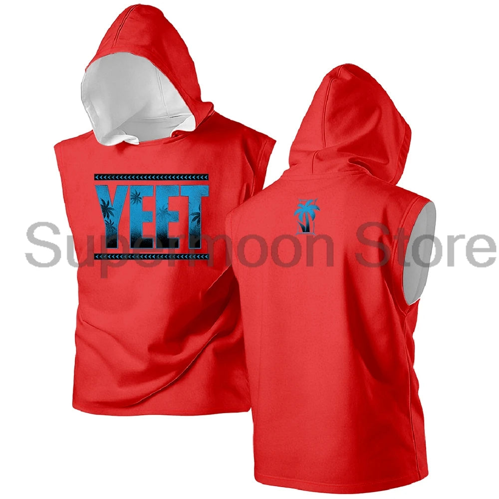 Jey Uso Yeet Sleeveless Hoodie Women Men Outdoor Hooded Tank Tops Unisex Sport Gym Vest
