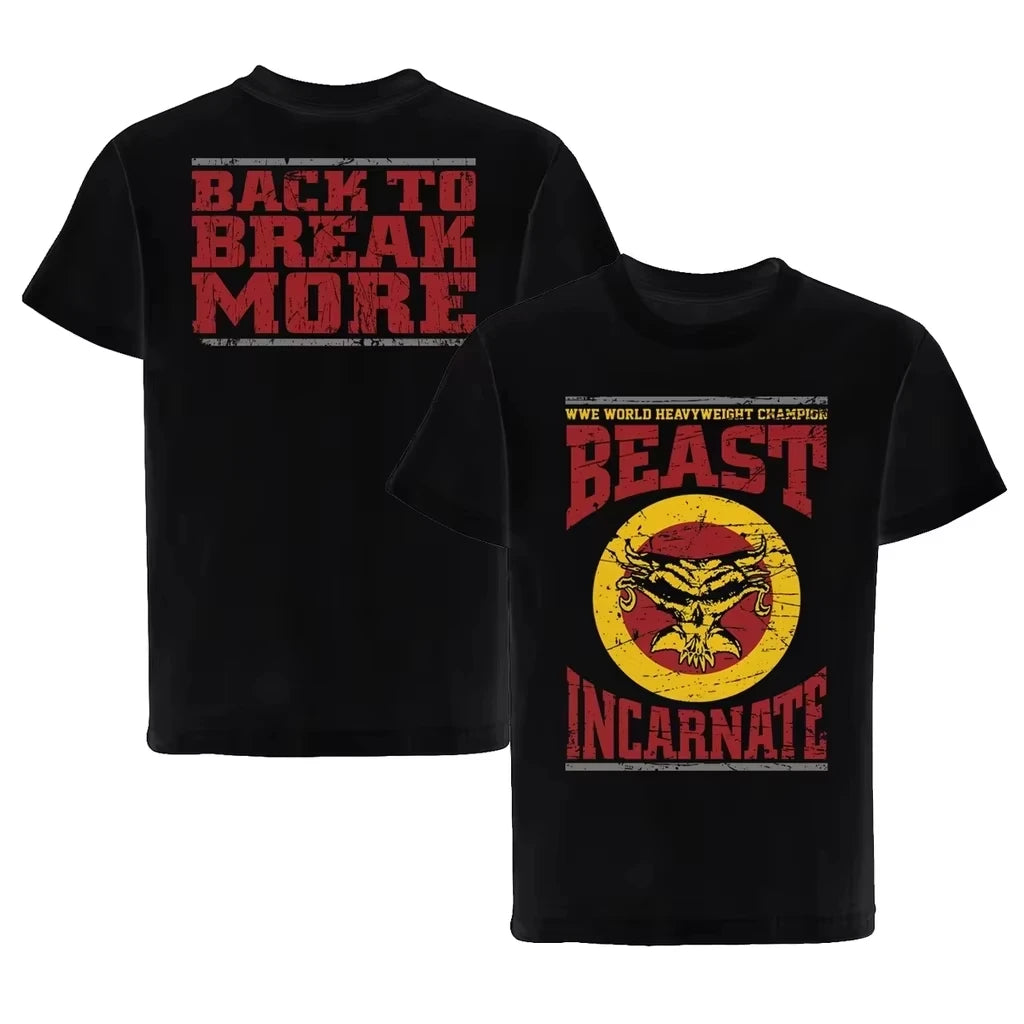 Beast Brock Lesnar Wrestling Men's Spring/Summer T-shirt Loose Round Neck Wrestling Short Sleeve High Quality Men's Clothing