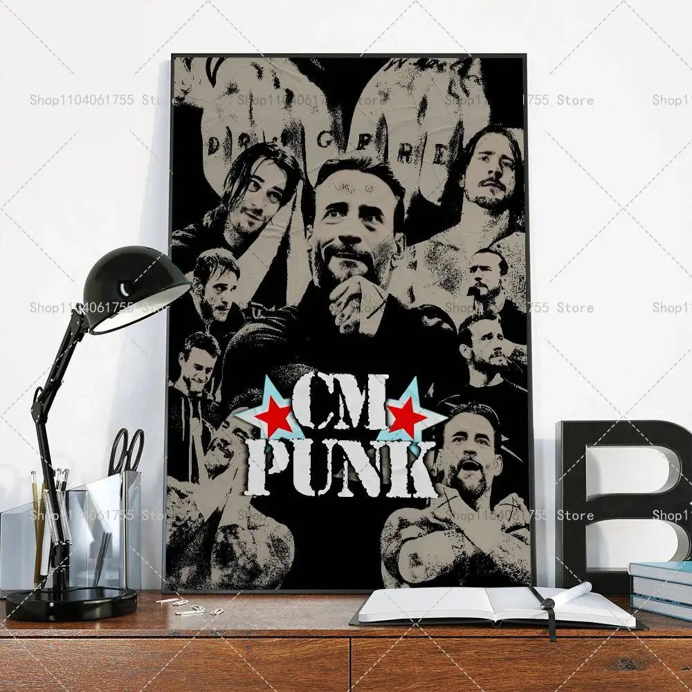 Wrestler CM Punk Poster Self-adhesive Art Waterproof Paper Sticker Coffee House Bar Room Wall Decor