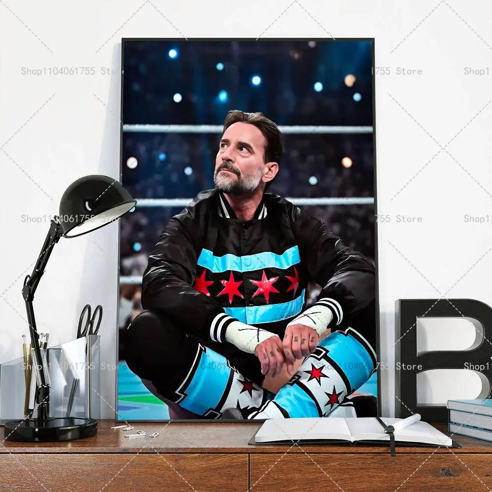 Wrestler CM Punk Poster Self-adhesive Art Waterproof Paper Sticker Coffee House Bar Room Wall Decor