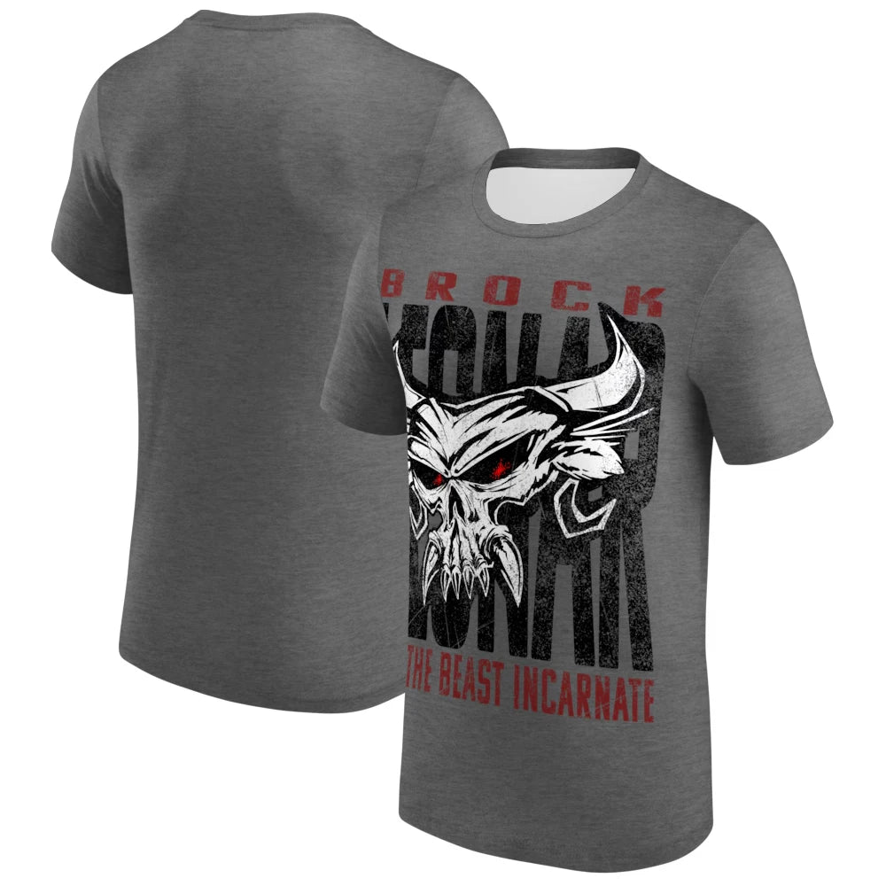 Men's White Brock Lesnar Career Highlights Oversized Boxy T-Shirt 3D Printed Sports Quick Dry Short Sleeve Daily Casual T-Shirts