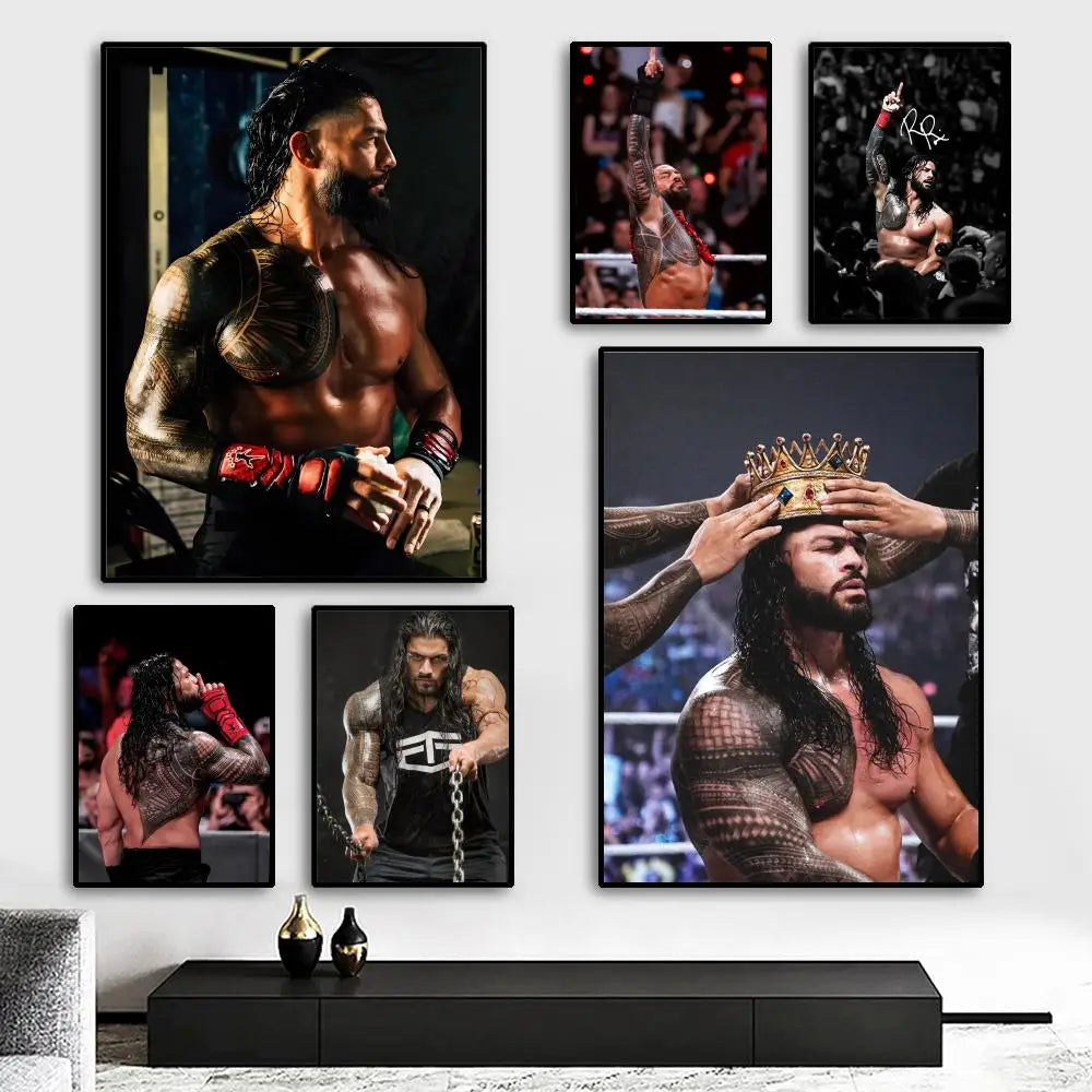 R-Roman R-Reigns Professional Wrestling Poster HD Print Personalized Canvas Wall Mural Art Photos for Living Room Home Decor
