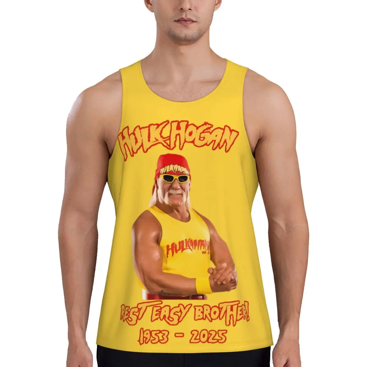 Print Hulkamania Hulk Hogan Face Workout Tank Top Sleeveless Shirt Bodybuilding Fitness Gym Summer Vest