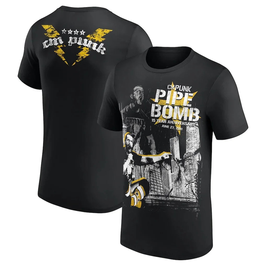 2026 CM Punk Pipe Bomb Graphic T-shirt Men Women Summer 100 Cotton Clothing Fashion High Quality Short Sleeved Top Streetwear