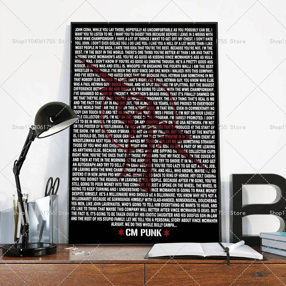 Wrestler CM Punk Poster Self-adhesive Art Waterproof Paper Sticker Coffee House Bar Room Wall Decor