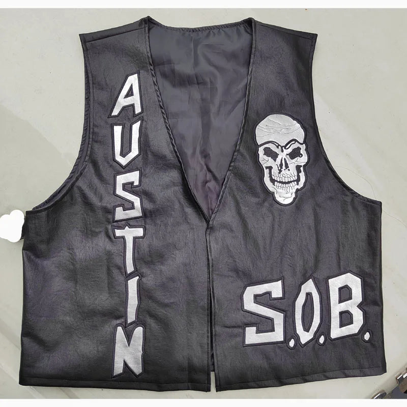Steve Austin 3:16 Smoking Skull Vest Skull Vest Texas Rattlesnake New Austin 3:16 Smoking Skull Vest New Stone