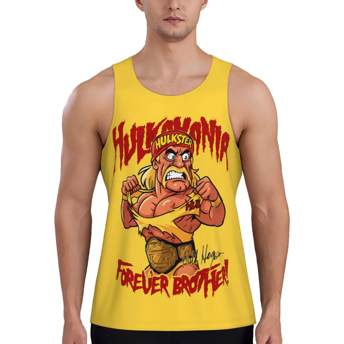Print Hulkamania Hulk Hogan Face Workout Tank Top Sleeveless Shirt Bodybuilding Fitness Gym Summer Vest