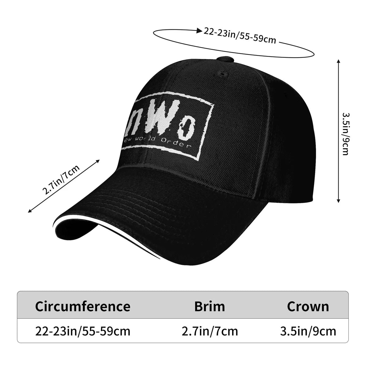 Unisex NWO Rebels Sandwich Hat  , Fitted Baseball Caps Polyester Sun Hats Breathable Racing Cap High Quality