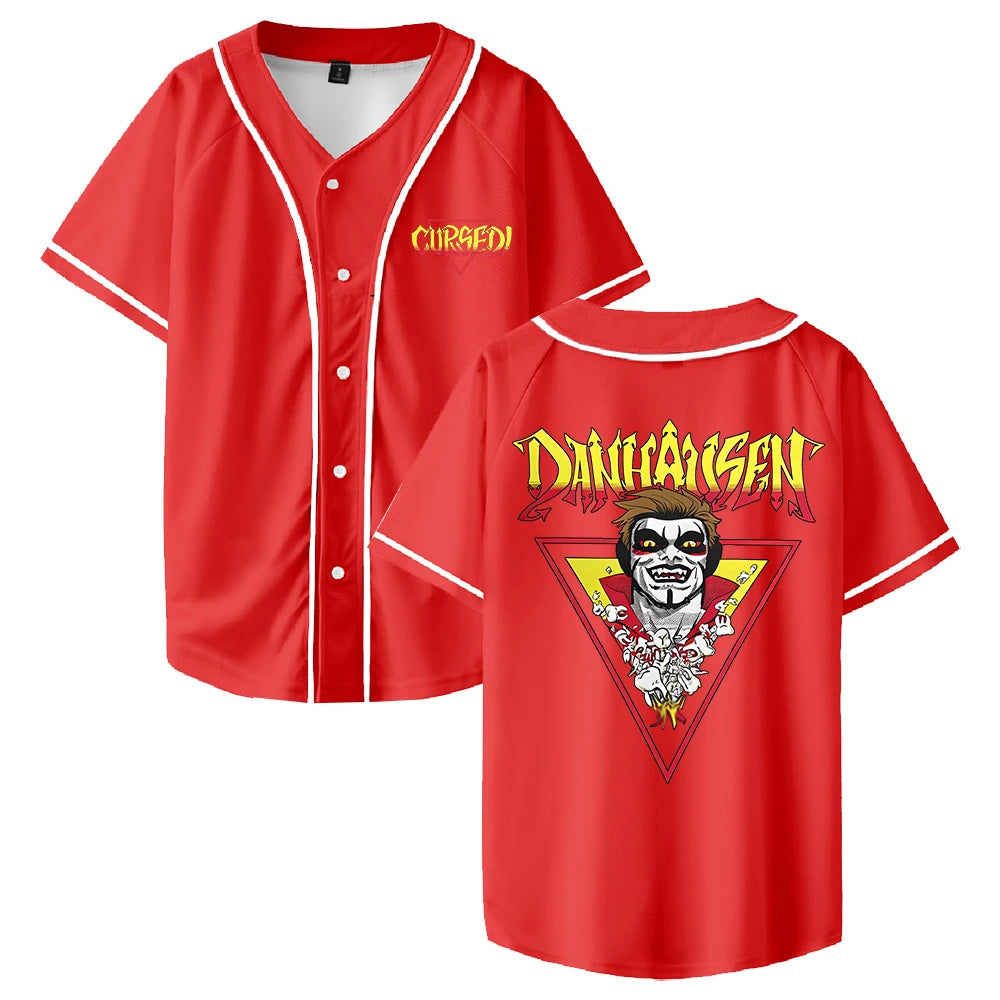 Danhausen Cursed Jersey Baseball Jacket Shirts V-Neck Short Sleeve Button-up Tee Women Men Streetwear Tops