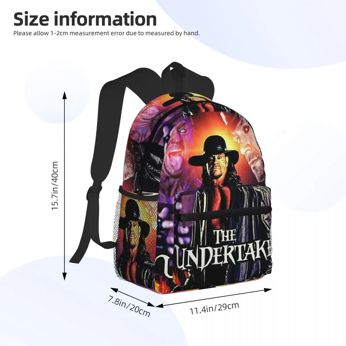 The Undertaker Wrestling Professional Wrestler Student Backpack School Bag Hiking Daypack for Boys Girl Bookbag Shoulder Bag
