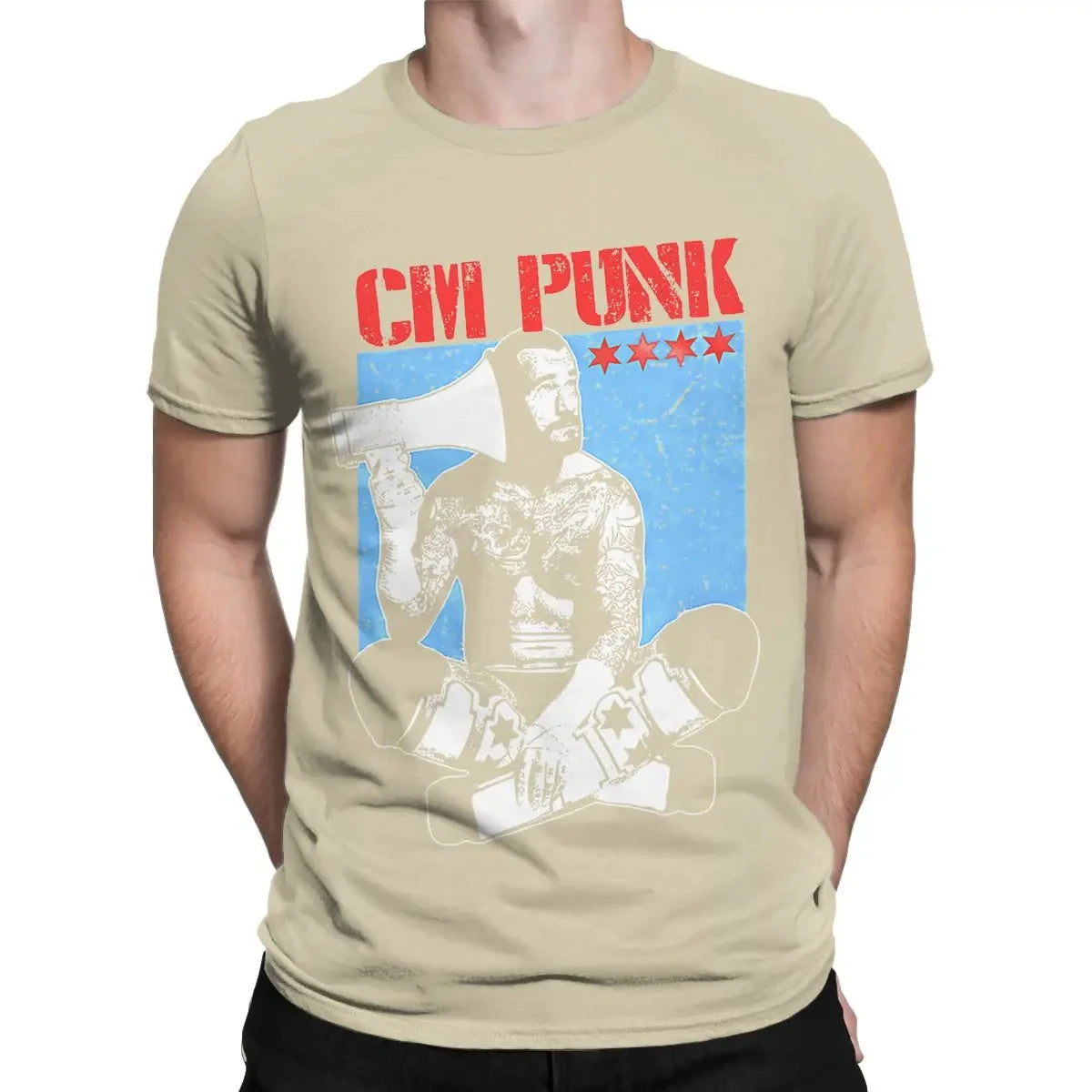 Men Cm Punk Aew Best In The World T Shirts Pure Cotton Clothing Fashion Humor Short Sleeve O Neck Tee Shirt Plus Size T-Shirts