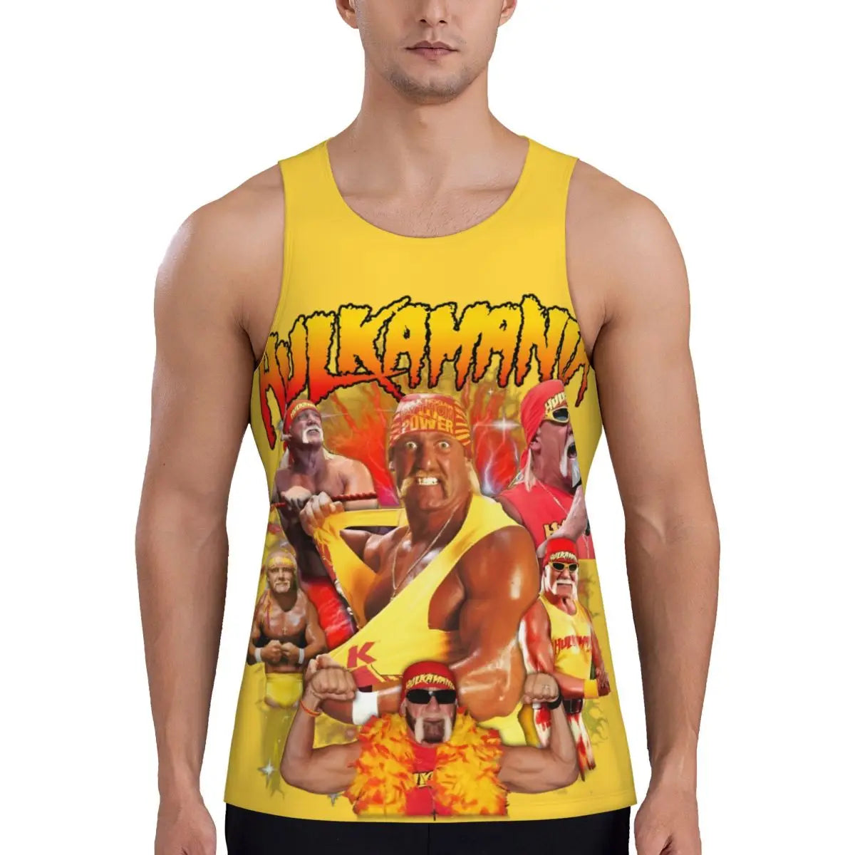 Print Hulkamania Hulk Hogan Face Workout Tank Top Sleeveless Shirt Bodybuilding Fitness Gym Summer Vest