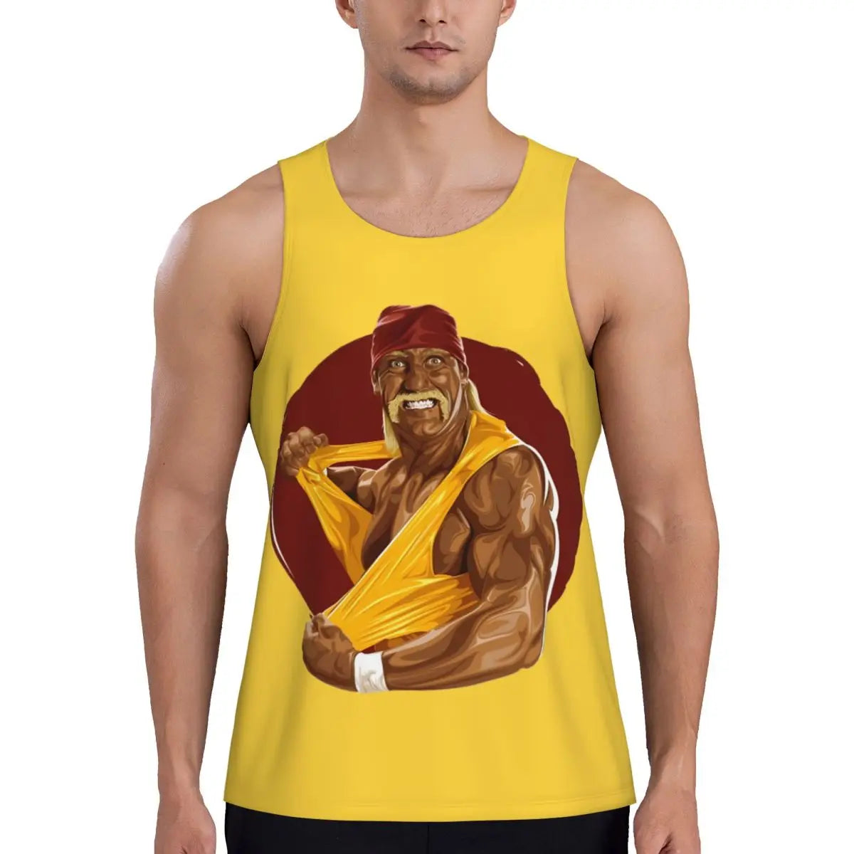 Print Hulkamania Hulk Hogan Face Workout Tank Top Sleeveless Shirt Bodybuilding Fitness Gym Summer Vest