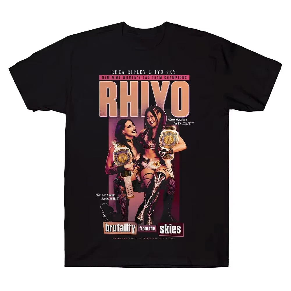 Camiseta Gráfica Rhea Ripley Y Iyo Sky Camiseta Unisex De Manga Corta Algodón Holgada Y2k Ropa De Calle De Verano Para Hombre