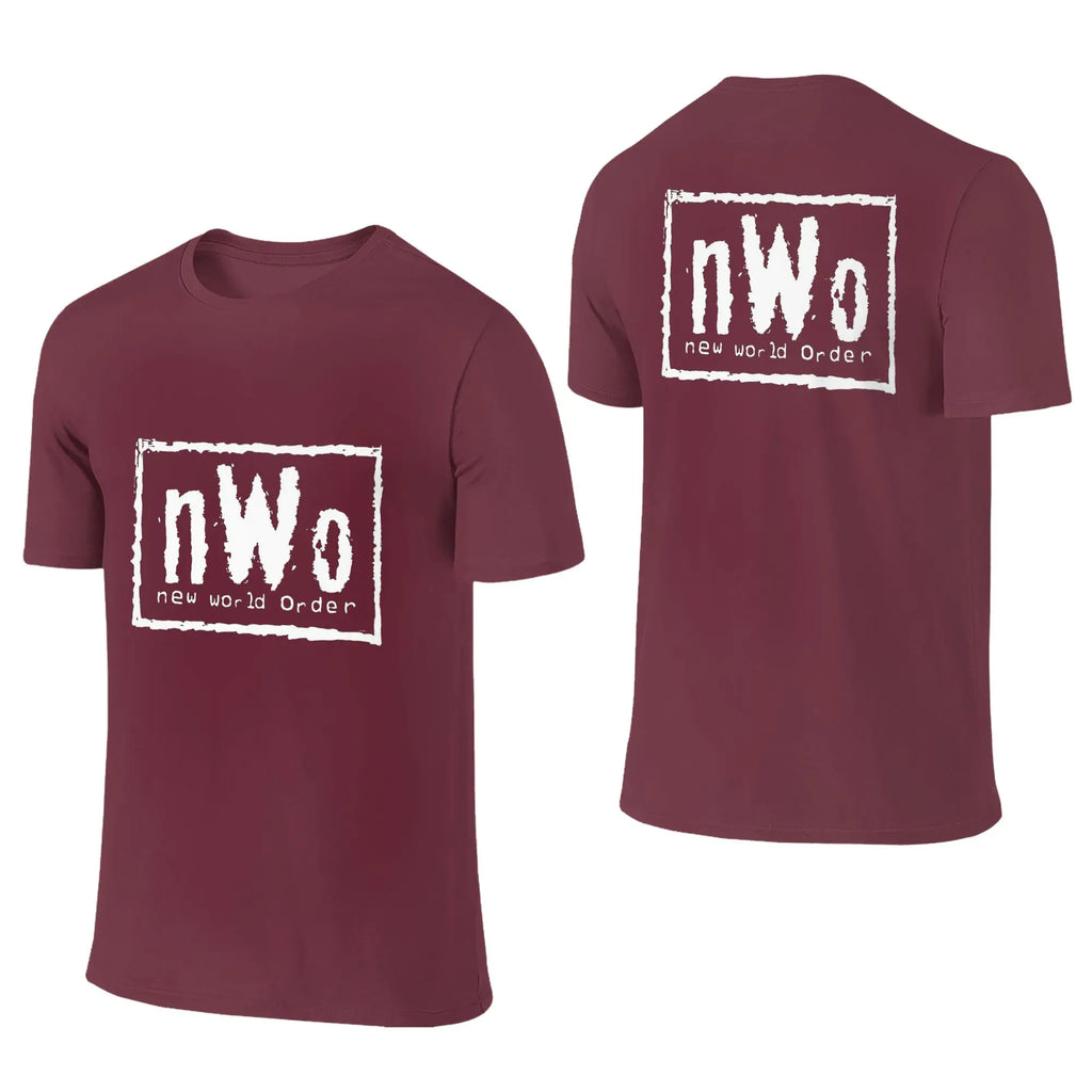 NWO New World Order Wrestling Men T-Shirt Double Sided Plus Size T Shirts Men's O-Neck Cotton Tees Short Summer Male