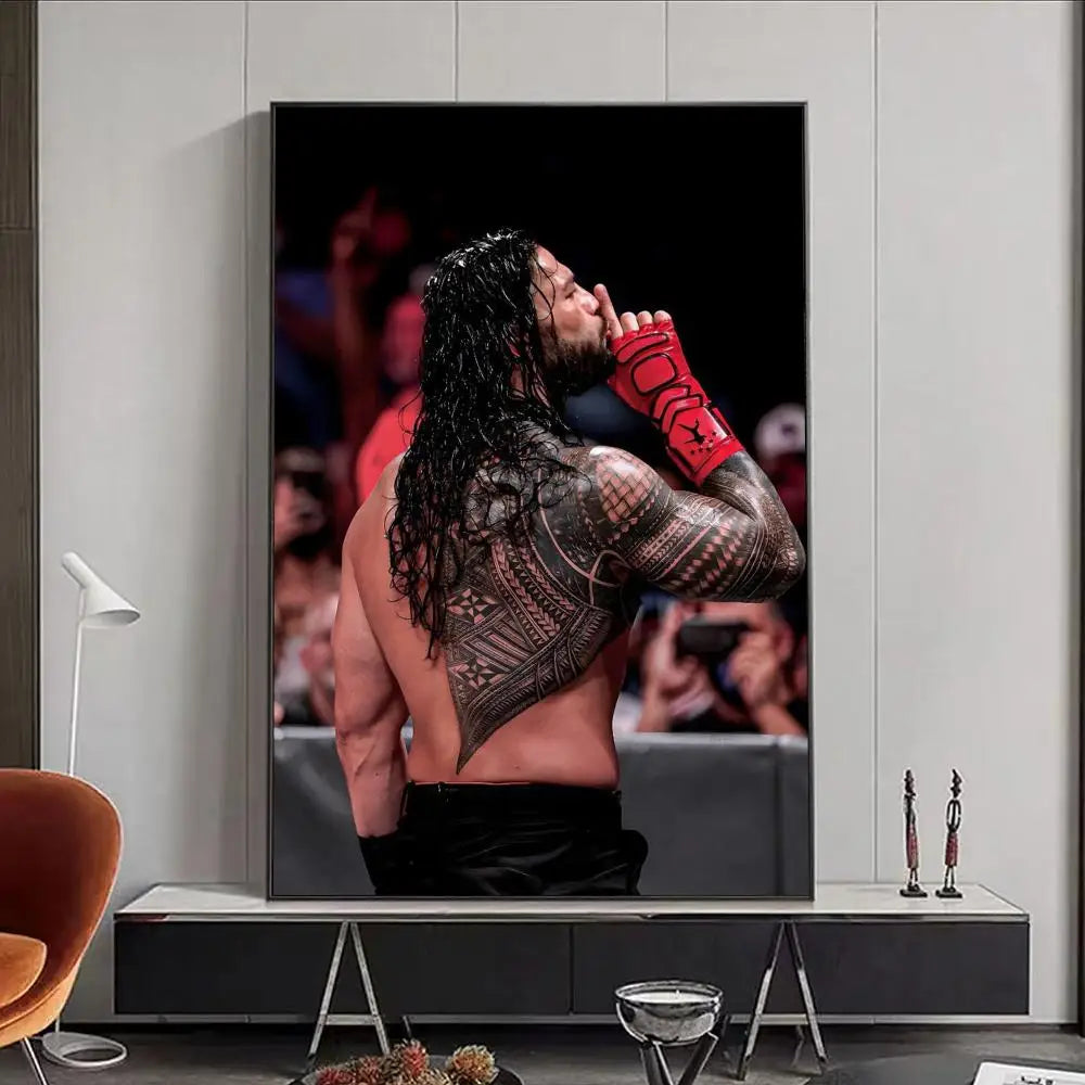 R-Roman R-Reigns Professional Wrestling Poster HD Print Personalized Canvas Wall Mural Art Photos for Living Room Home Decor