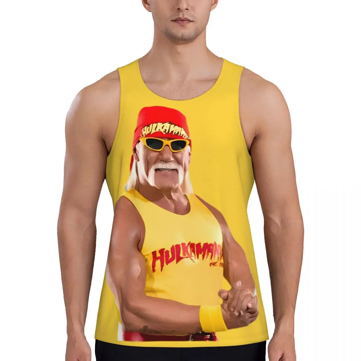 Print Hulkamania Hulk Hogan Face Workout Tank Top Sleeveless Shirt Bodybuilding Fitness Gym Summer Vest