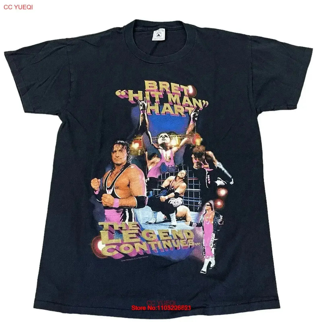 Vintage Bret The Hitman Hart T shirt Wwf Wrestling 1996 Washed Casual Stretched Slightly Comfortable Soft Breathable vintage