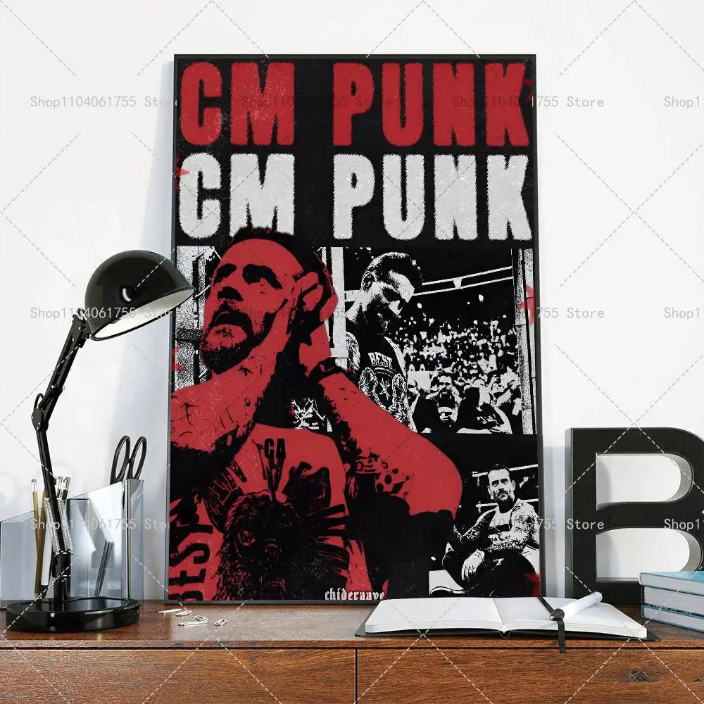 Wrestler CM Punk Poster Self-adhesive Art Waterproof Paper Sticker Coffee House Bar Room Wall Decor
