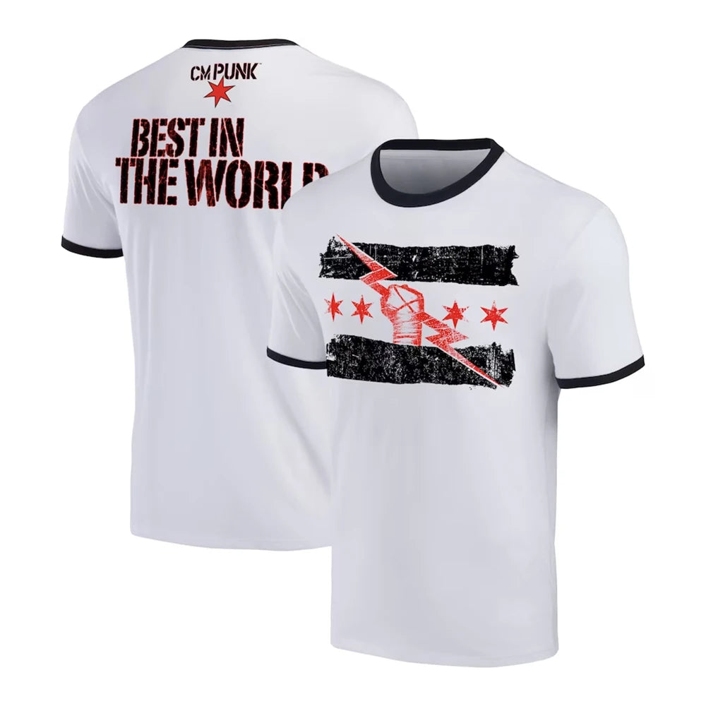 Men's CM Punk Best In The World Ringer T-Shirt 3D Printed Outdoor Sports Quick Drying Short Sleeve Tee Daily Casual T-Shirt 5XL