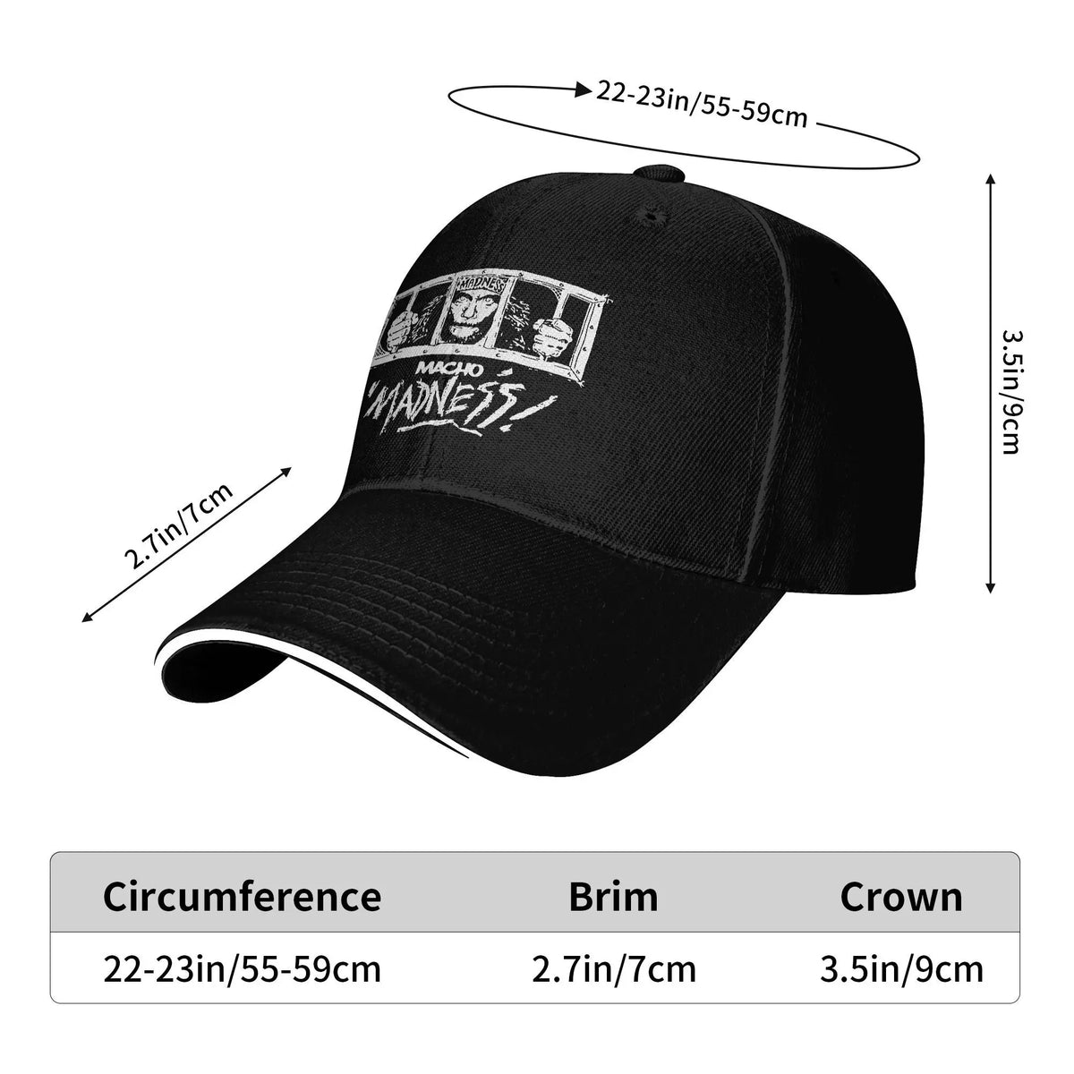 NWO Macho Man Randy Savage Madness  Sandwich Hats Unisex ,Fitted Hat Racing Cap Adjustable Polyester Baseball Cap High Quality