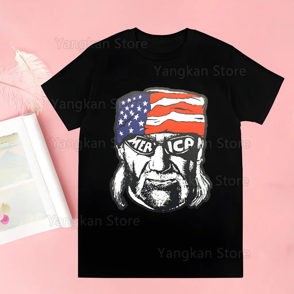 Hulk Hogan HULKAMANIA T Shirt Casual Funny Tshirts Kawaii Tees Top Hipster Harajuku Short Sleeves Shirts Clothes