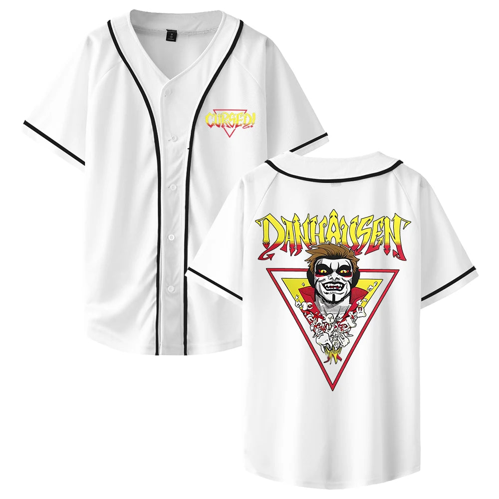 Danhausen Cursed Jersey Baseball Jacket Shirts V-Neck Short Sleeve Button-up Tee Women Men Streetwear Tops