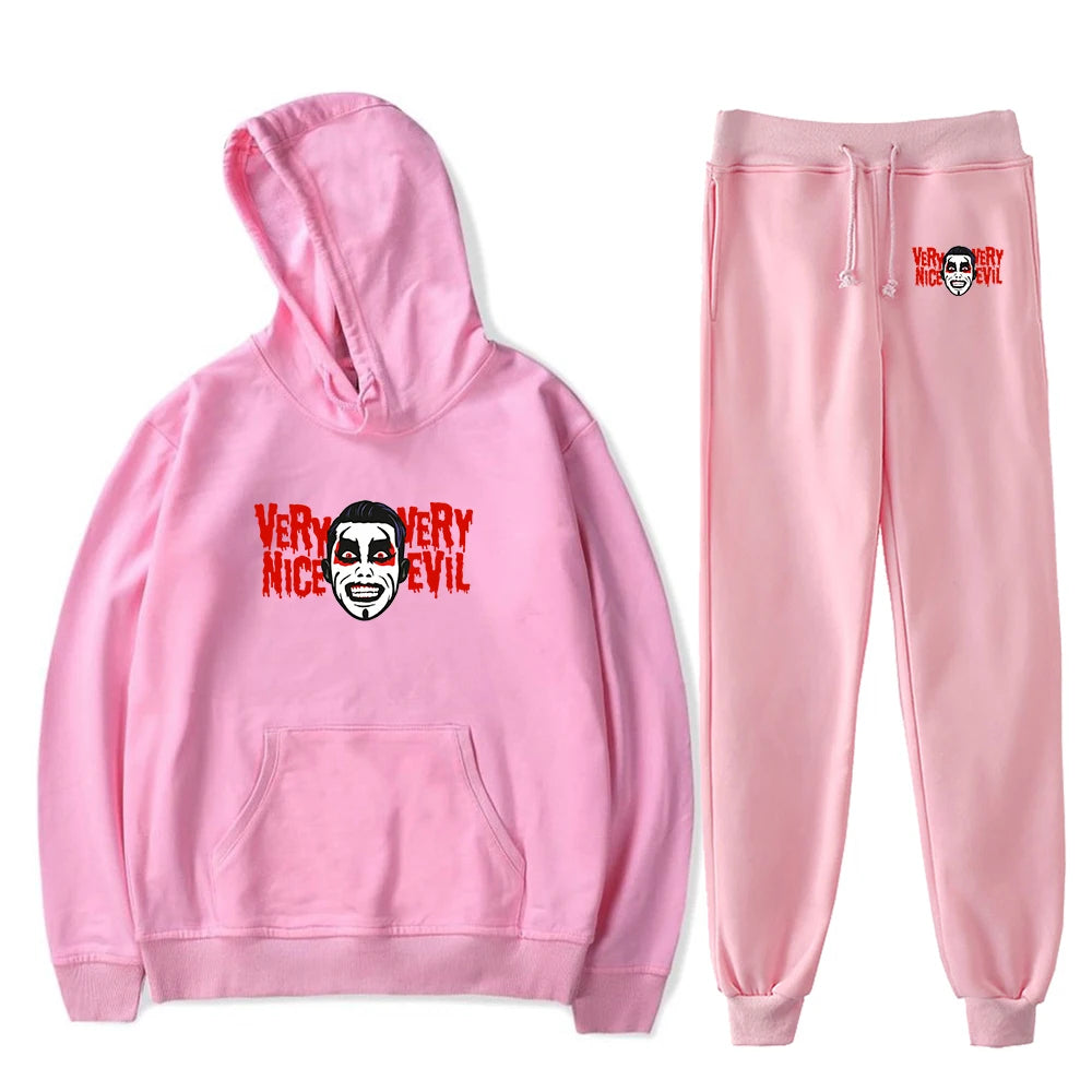 Danhausen Very Nice Very Evil Hoodies Jogger Pants Two Piece Set Sweatshirts+Sweatpants Women Men Outfit Sets