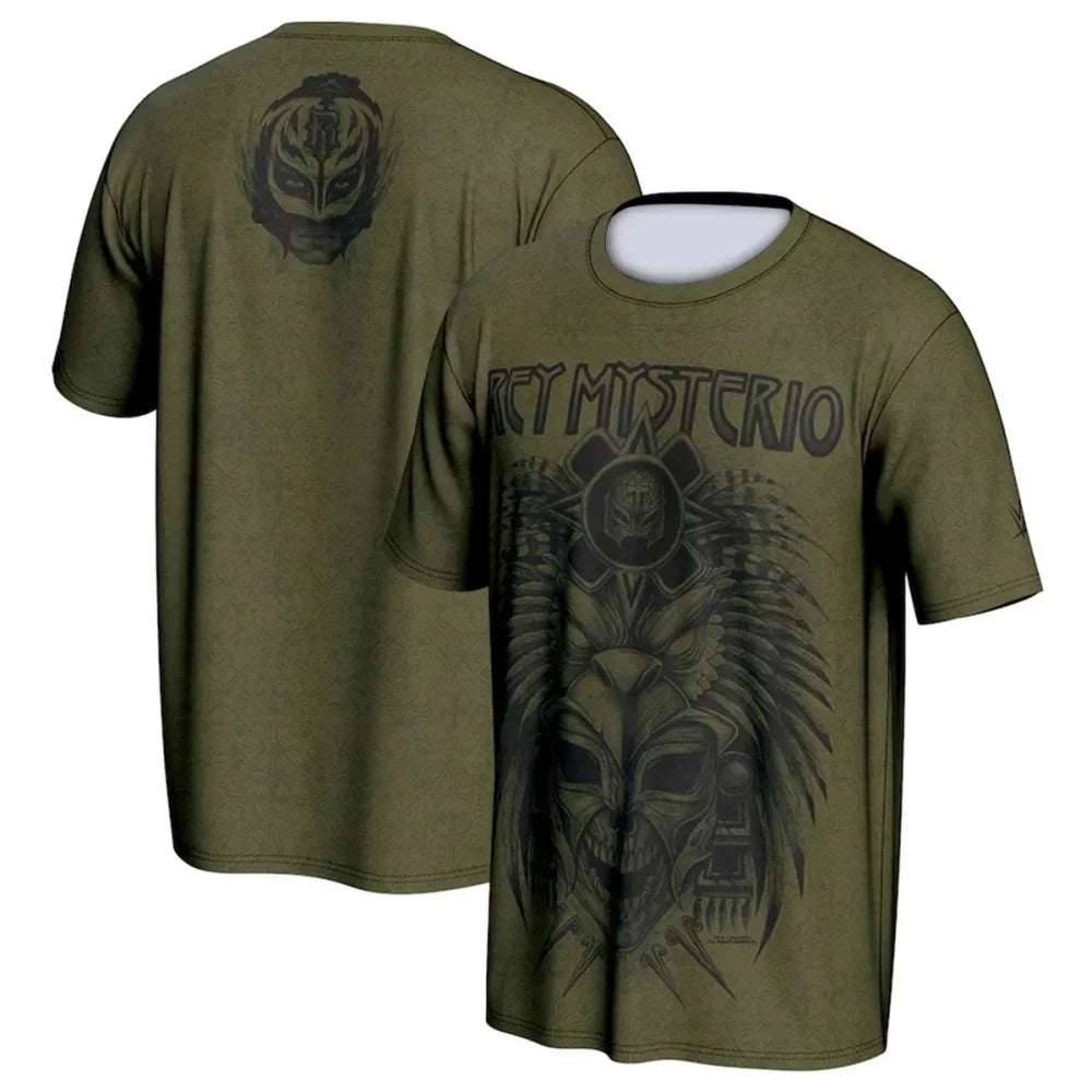 Summer Men's 3D Printing Famous Wrestler Rey Mysterio T-shirt Children's Street Round Neck Sports Large Breathable And Cool Top