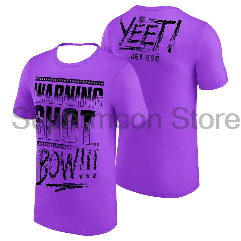 Jey Uso Warning Shot T-shirt Crewneck Short Sleeve Polyester Tee Women Men Streetwear Tops
