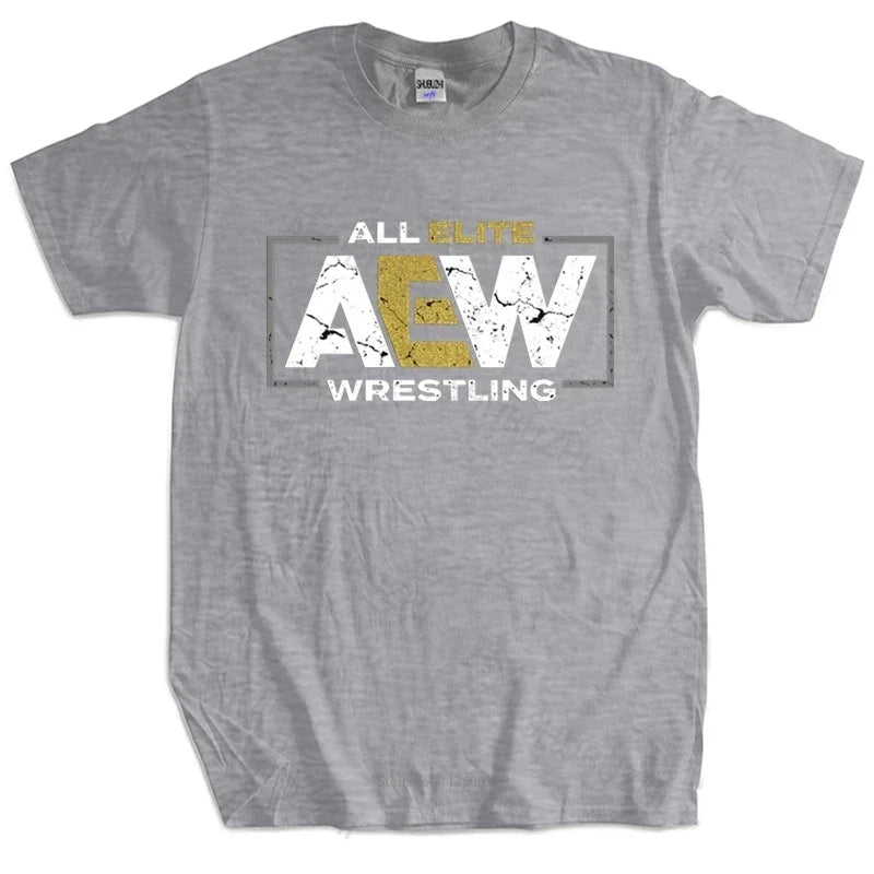 Men Cotton T Shirt Summer Tops Brand All Elite AEW Wrestling AEW Logo men t-shirt Bigger Size Homme Black T-shirt
